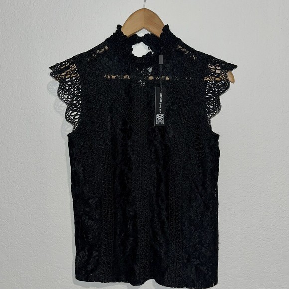 Cable & Gauge Tops - NWT Cable & Gauge lace mock neck embroidered Woman small Blouse career cocktail